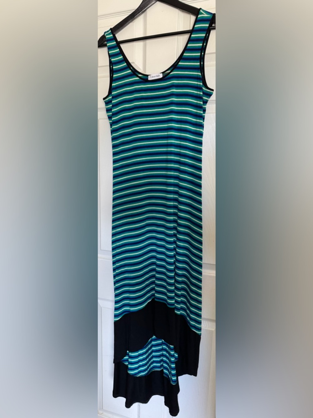 Calvin Klein Striped Blue & Green Maxi Dress
